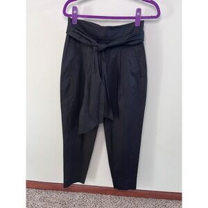 Cartonnier Anthropologie Black Tie Waist High Rise Tapered Cropped Pants Size 6